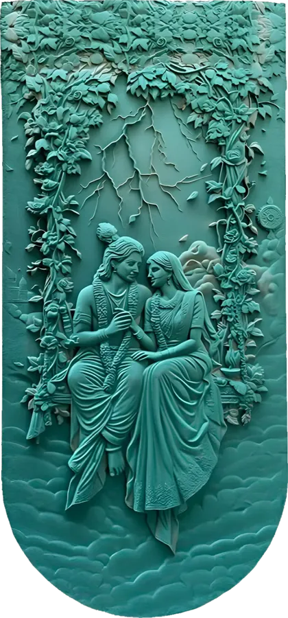 3D carved Radha Krishna on swing panel (MDF)