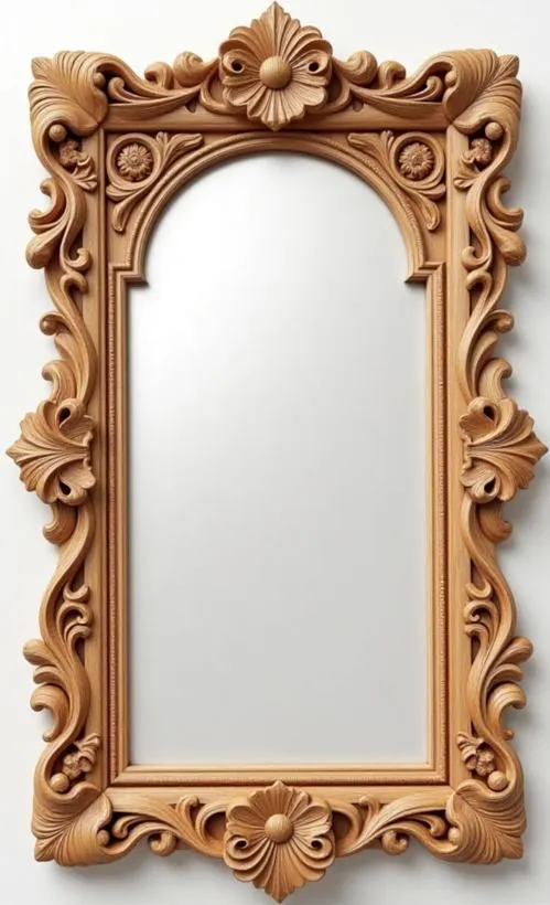 Carved wooden arch mirror frame