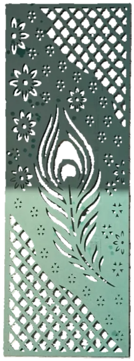 CNC 2D cut peacock feather panel